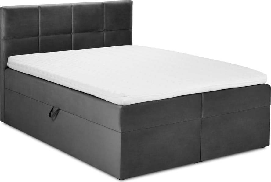 Tmavě šedá boxspring postel s úložným prostorem 180x200 cm Mimicry – Mazzini Beds