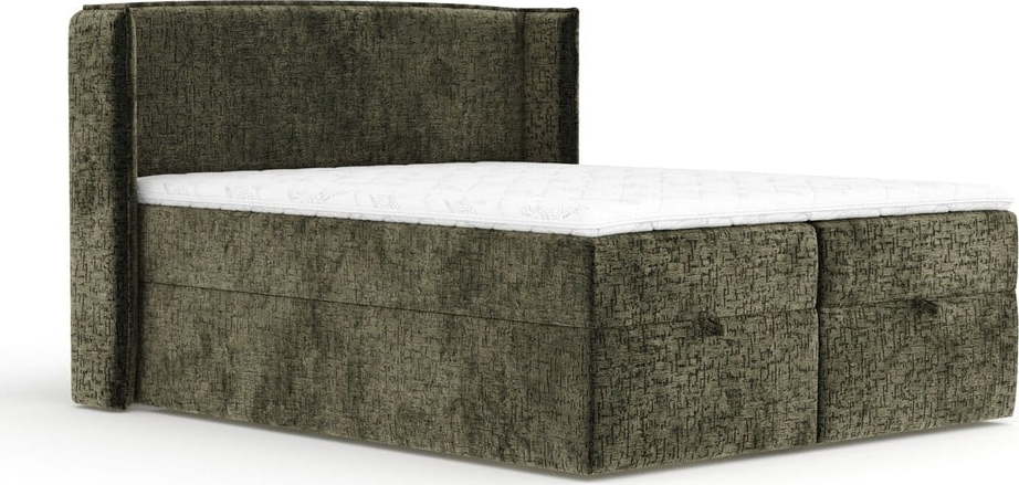 Tmavě zelená boxspring postel s úložným prostorem 200x200 cm Passion – Maison de Rêve